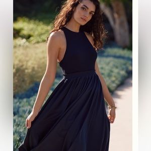 Anthropologie Daily Practice Jump High Cut Out Dress Black Sz Small